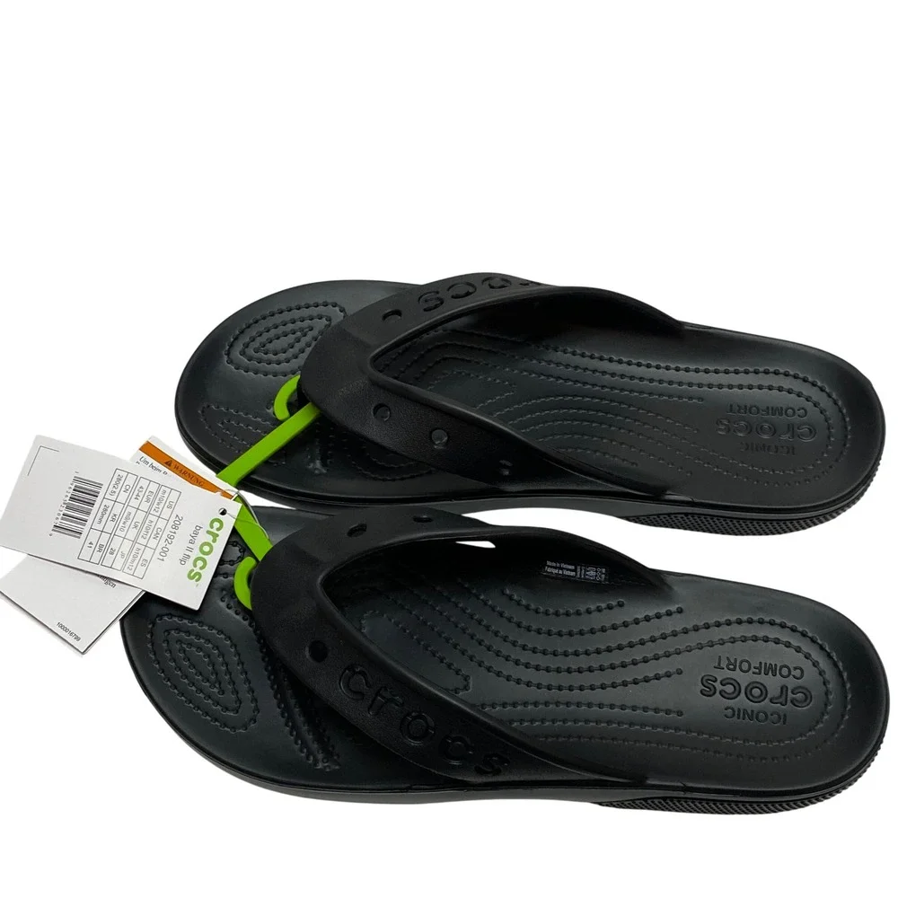 Crocs‎ Baya II Flip Black Mens 10 Womens 12 Sandals NWT
